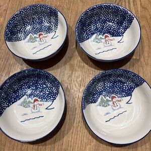 Thomson Festive‎ Blue and White Snowman Bowls